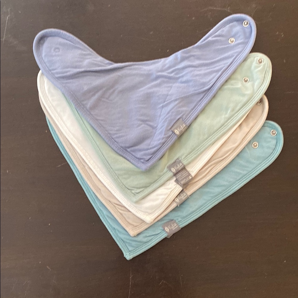 Soft Baby Bandana Bib Set - Blue, Green, Cream